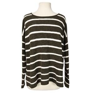 Eileen Fisher Linen Cotton Slub Boat Neck Top Sweater Striped Women Size S / P